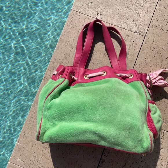 Rare Vintage Juicy Couture Daydreamer green and pink bag Y2K - Picture 4 of 17